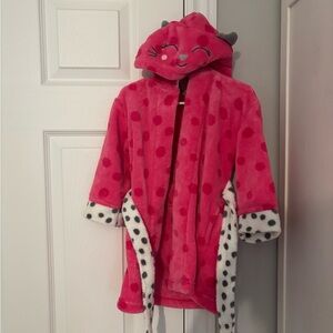 Pink cat Hooded Robe 2-3 T